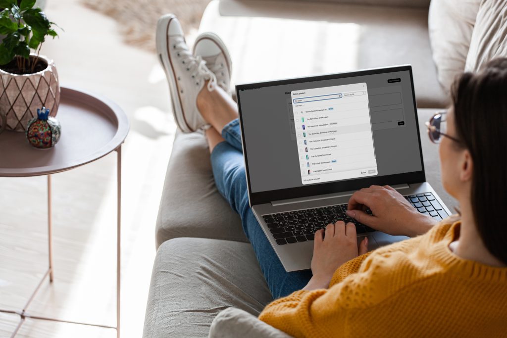 Young woman using laptop with SummarizerGPT