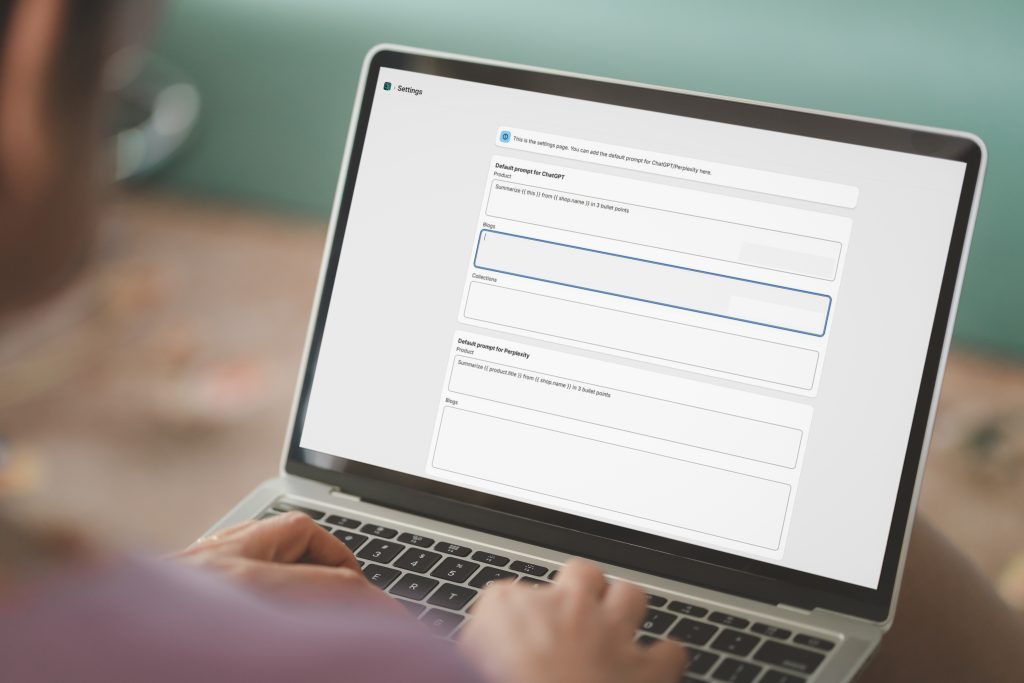 Woman working laptop SummarizerGPT to make product summaries